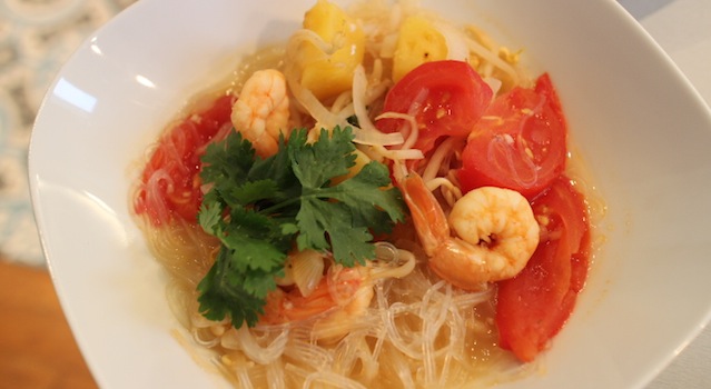soupe en entrée ou en plat - Soupe de crevettes au tamarin et ananas frais