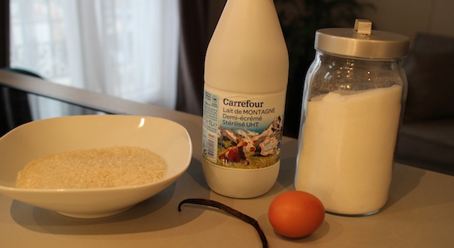 ingrédients du Riz au lait à la vanille inratable
