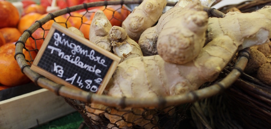 gingembre frais - Le marché de Talensac - la visite foodie à Nantes