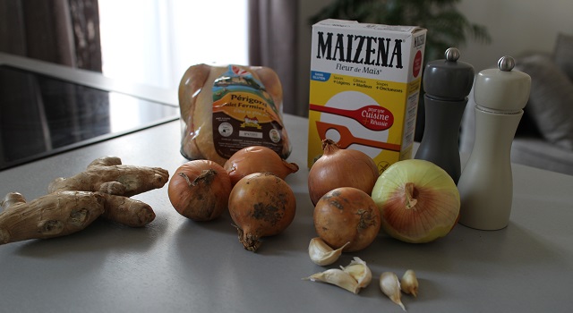 ingrédients - Poulet au gingembre - recette Malgache