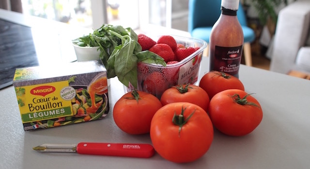 ingrédients - Lovely Smoothie tomates fraises au basilic