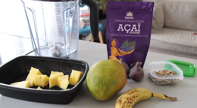 ingrédients - Açaï bowl de saison - mangue figues ananas