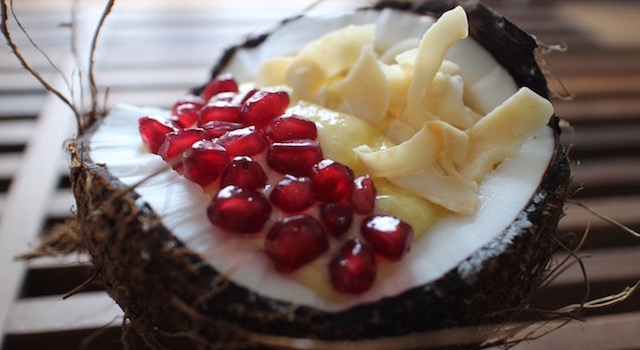petales de coco - Smoothie glacé coco mangue